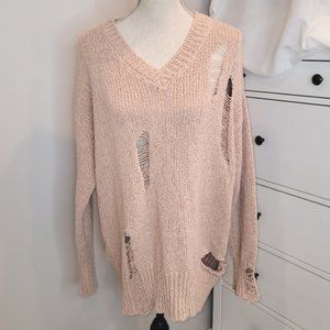 ZARA Oversized Distressed Sweater Sz S